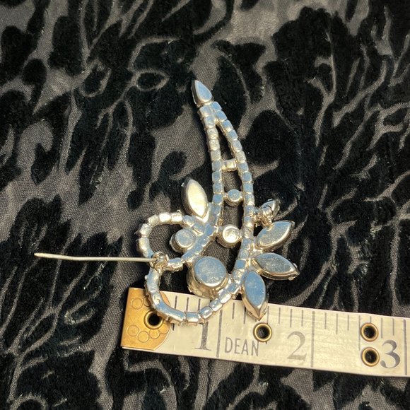 RHINESTONE BROOCH Pin Sparkly 3" Pin Hinge C-Catch - Picture 6 of 7